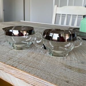 Dorothy Thorpe Silver Banded Creamer and Sugar